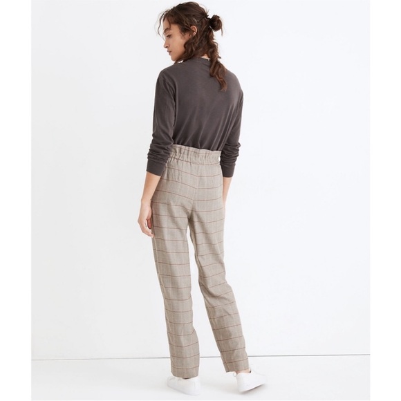 MADEWELL Paperbag Tapered Pants in Glen Plaid Size 10 - Picture 3 of 10